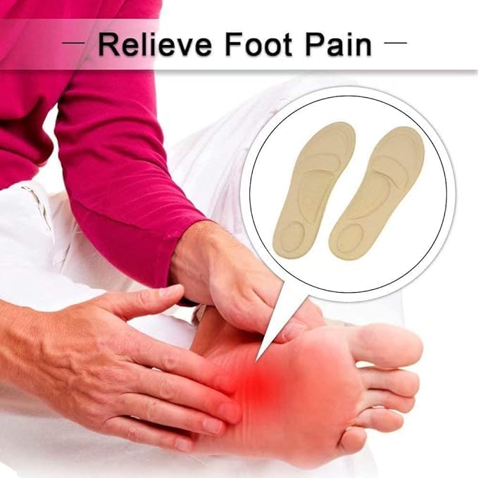 UCRAVO Beige Orthopedic Shoe Insoles for Men & Women Shock Absorbing Arch Support Inserts for Plantar Fasciitis,Flat Feet, Heel Pain & Foot Pain Relief | Breathable Cushioned Everyday Comfort Insoles