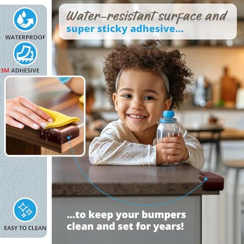 UCRAVO 8 pcs Brown Baby Safety Table Corner Protectors, Furniture Corner and Edge Safety Bumpers, Soft Rubber Foam Cushion Covers, 3M Taped Corner Guards, Baby Child Proofing Pads Rubber Corners