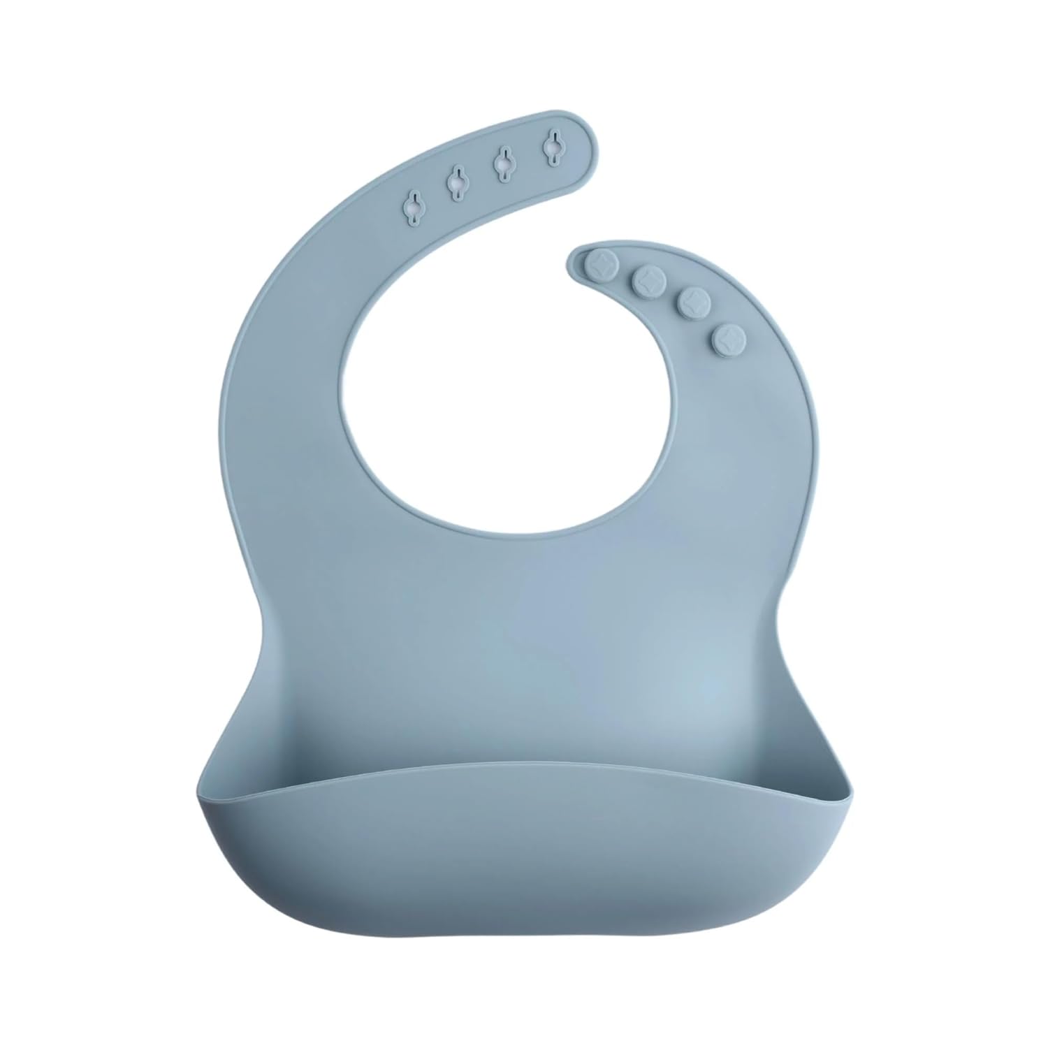 UCRAVO Baby Silicone Feeding Bib with Extra Wide Food Catch Pocket 100% Waterproof & BPA-Free Soft Silicone Toddler Bibs – Adjustable Neck Snap Buttons Mess-Free Reusable & Dishwasher Safe Bib - Blue