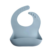 UCRAVO Baby Silicone Feeding Bib with Extra Wide Food Catch Pocket 100% Waterproof & BPA-Free Soft Silicone Toddler Bibs – Adjustable Neck Snap Buttons Mess-Free Reusable & Dishwasher Safe Bib - Blue