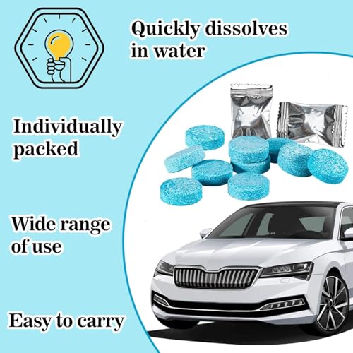 UCRAVO 30 Pcs Screenwash Tablets, Screen Wash Tablets, Screenwash, Screen Wash for Cars, Car Screenwash, Windscreen Washer Tablets, Concentrated Solid Tablets, Wiper Cleaning Tablets for Car Window