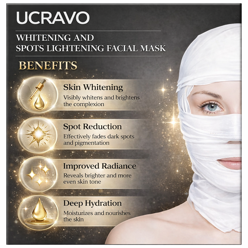 UCRAVO Brightening & Even Tone Facial Mask with Niacinamide - Visibly Radiant Complexion Daily Gentle Care for All Skin Types Korean Skincare 5 Sheets Per Box