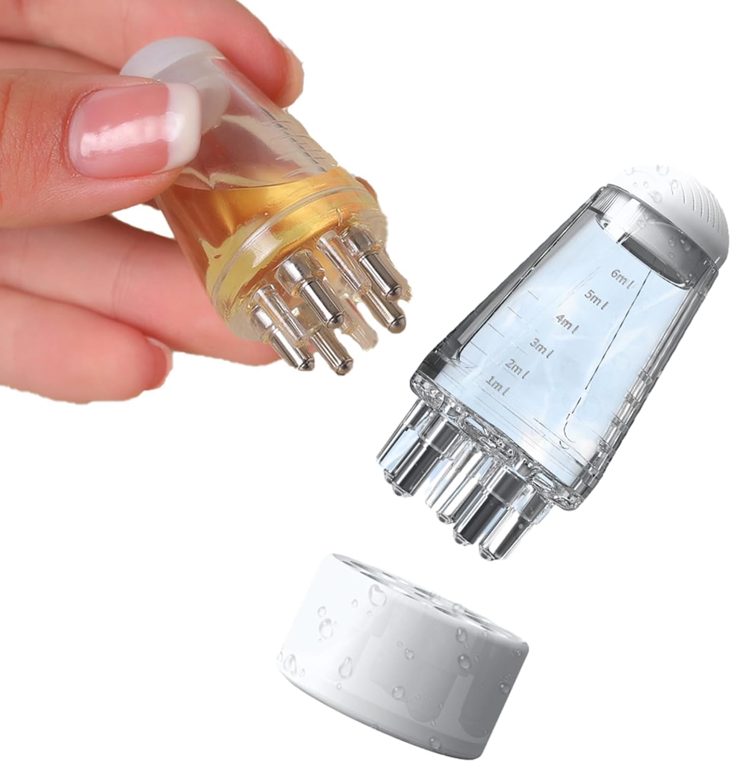 UCRAVO Hair Oil Applicator for Scalp Massage, 6ml Transparent Plastic Refillable Bottle with Leakproof Detachable Tip, Precise Oil Dispenser for Hair Growth, Scalp Treatment & Oiling Tool