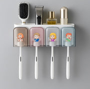 UCRAVO Toothbrush Holder | Toothpaste Bathroom Organizer Plastic Holders for Wall Mounted Toothbrushes Shelf Storage Toothpaste Colorful Cute Cartoon Stickers Self Adhesive Toothbrush Cup Brush