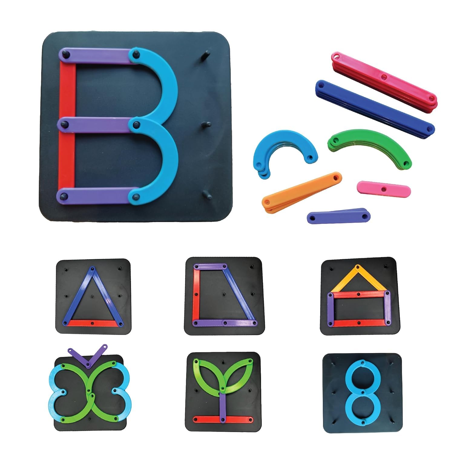 UCRAVO Letter Puzzle Alphabet Number Construction Set, Alphabet Number Building Game for Toddlers, ABC Learning Toy, Shape Maker Color Recognition Game with Activity Stick for Preschool