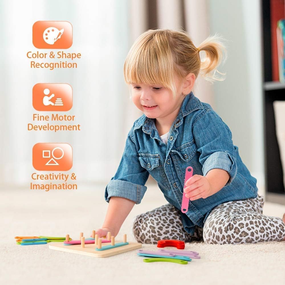 UCRAVO Letter Puzzle Alphabet Number Construction Set, Alphabet Number Building Game for Toddlers, ABC Learning Toy, Shape Maker Color Recognition Game with Activity Stick for Preschool