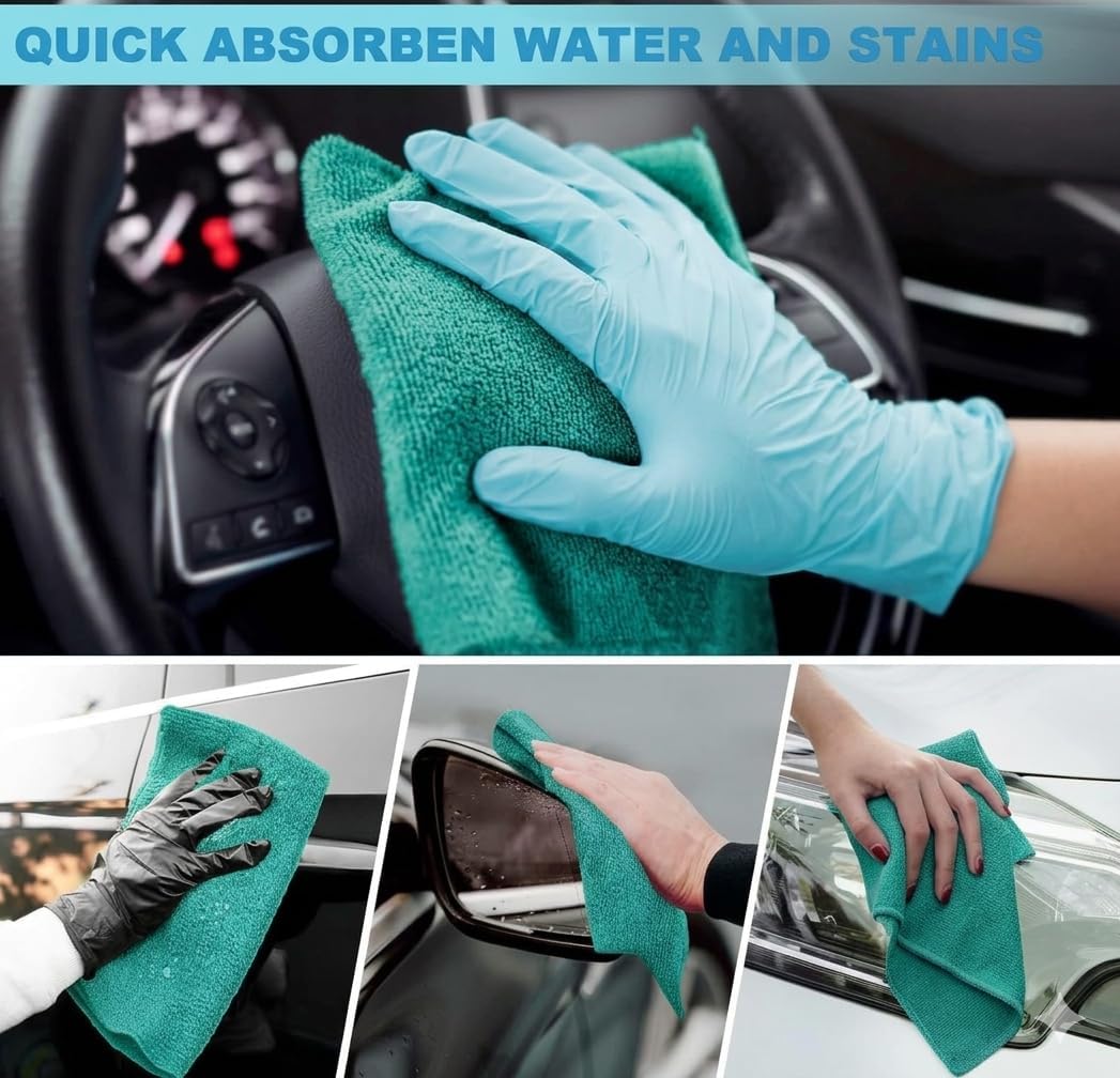 NESTVORA Premium Microfiber Cleaning Cloth – Super Soft Lint-Free Multipurpose Cleaning Towels for Car Wash, Kitchen Cleaning, Dusting, Polishing, and Glass Surface Care