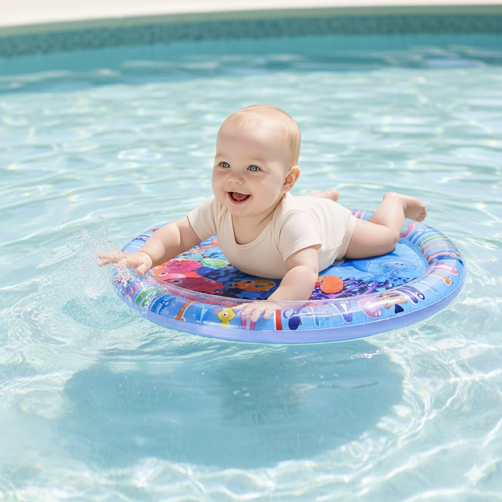 UCRAVO Baby Water Play Mat for Infants & Toddlers Inflatable Tummy Time Splash Pad Babies Sensory with Ocean Animals Leak Proof Baby Activity Toy for Crawling,Early Learning & Motor Skill Development