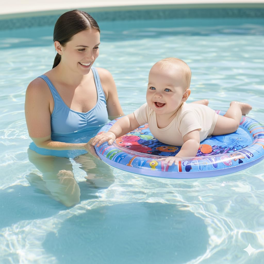 UCRAVO Baby Water Play Mat for Infants & Toddlers Inflatable Tummy Time Splash Pad Babies Sensory with Ocean Animals Leak Proof Baby Activity Toy for Crawling,Early Learning & Motor Skill Development