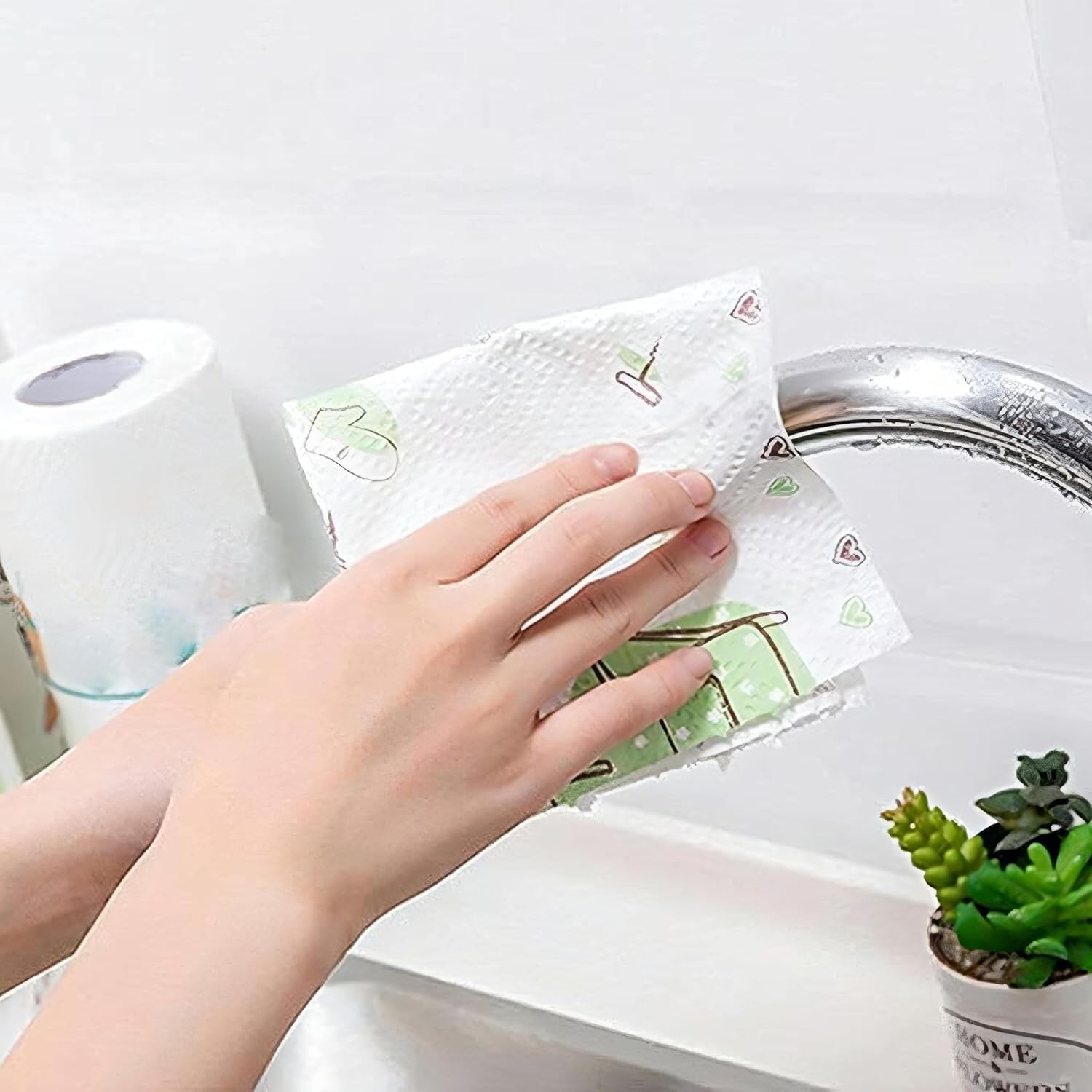UCRAVO 4 Roll Washable Reusable Paper Towels for Kitchen & Home Cleaning |Extra Absorbent Multipurpose Cleaning Cloth Sheets for Oil, Grease, Liquid Spills, Slab, Sink, Countertop & Surface Cleaning