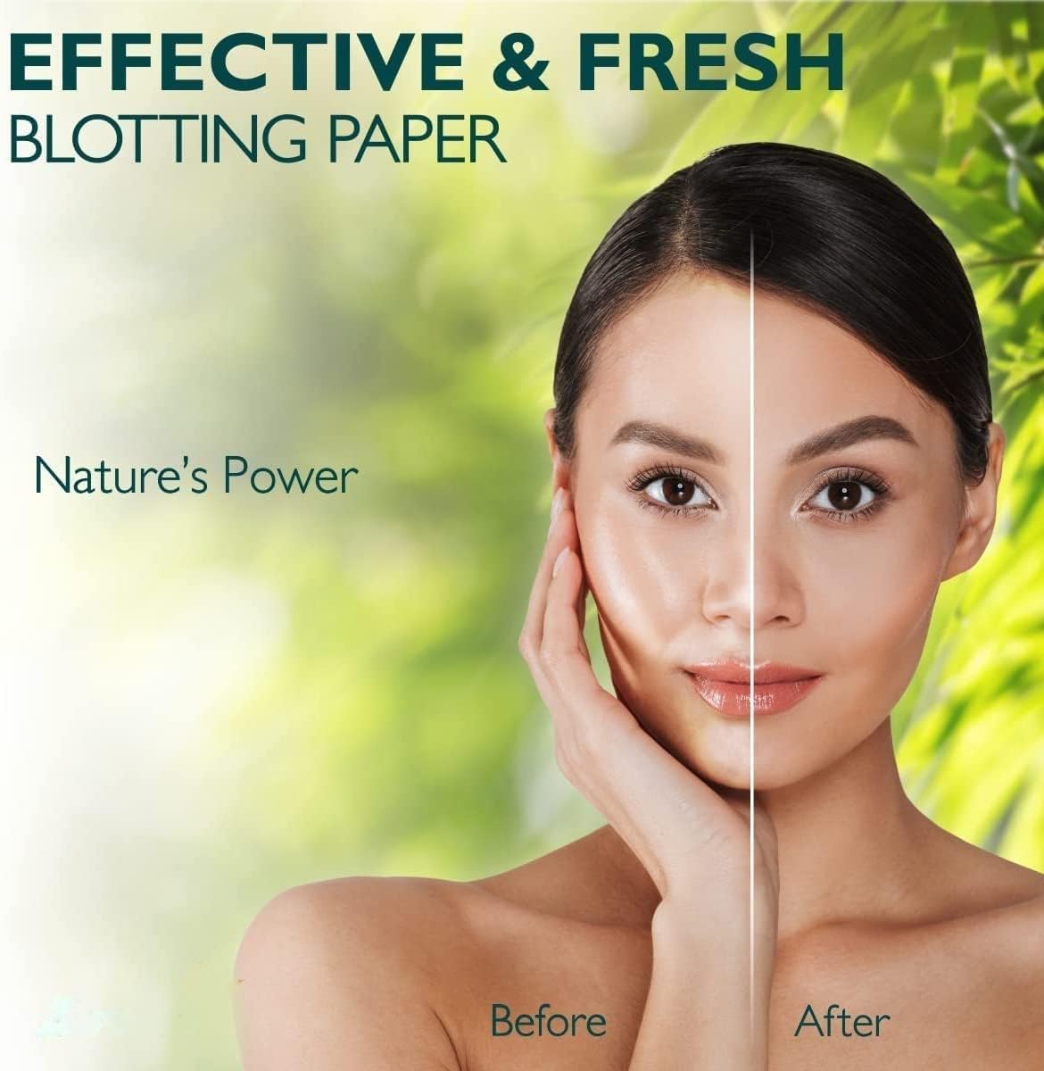 UCRAVO Green Tea Infused Premium Oil Blotting Sheets 100 Pcs Thick Facial Oil Absorbing Papers for Oily Skin Instant Shine Control, Acne & Pore Care Makeup Face Blotting Paper with Portable Dispenser