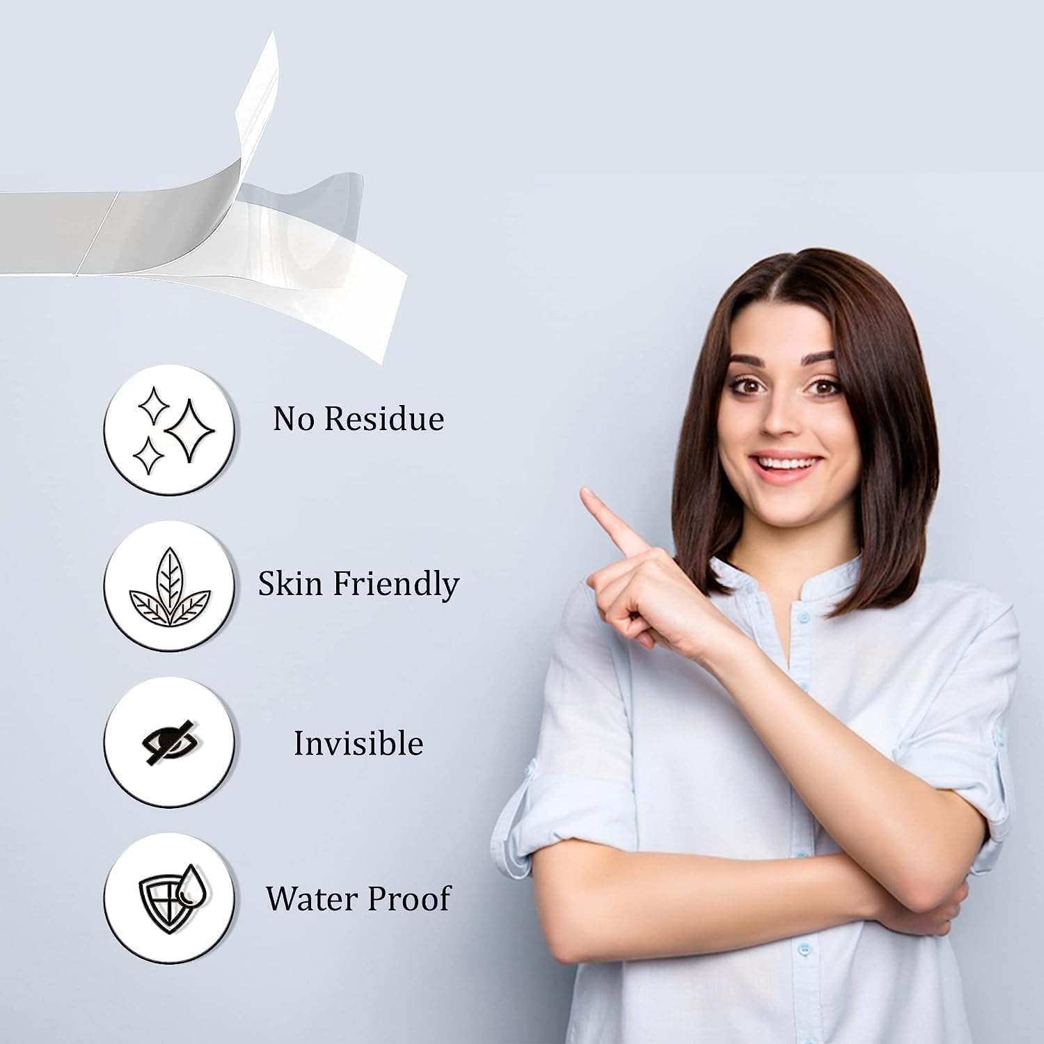 UCRAVO 216 Strips Double Sided Tape for Fashion, Fabric Tape & Body Tape, fashion tape for women double-sided, body tape to stick clothes,dress tape for women, clear tape