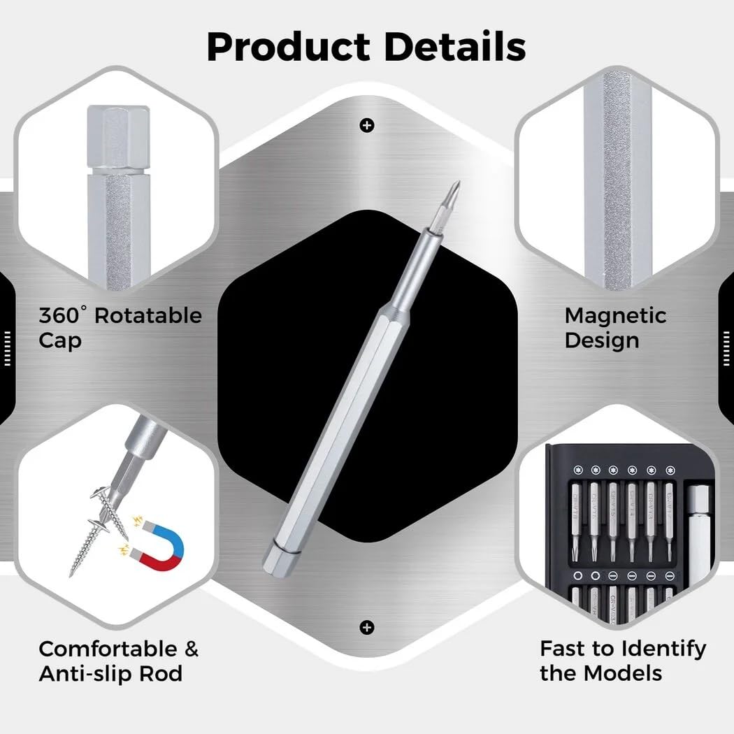 UCRAVO 32-in-1 Small Screwdriver Set, Mini Precision Professional Electronics Repair Tool Kit with 30 Bits Magnetic Driver Kit for Phone, Watch, DIY, Game, Console, Tablet, Computer Maintenance Tool
