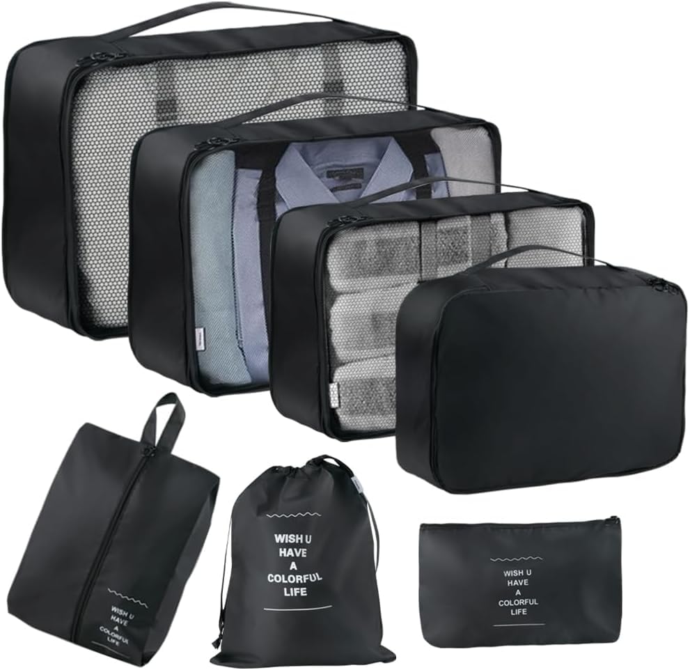 Ucravo Packing Cubes for Suitcases,7 Pcs Travel Luggage Organiser Bags,waterproof Packing Cubes for Backpack Suitcase,travel Essentials Bag Compression Storage Bags,travelling Accessories(grey)