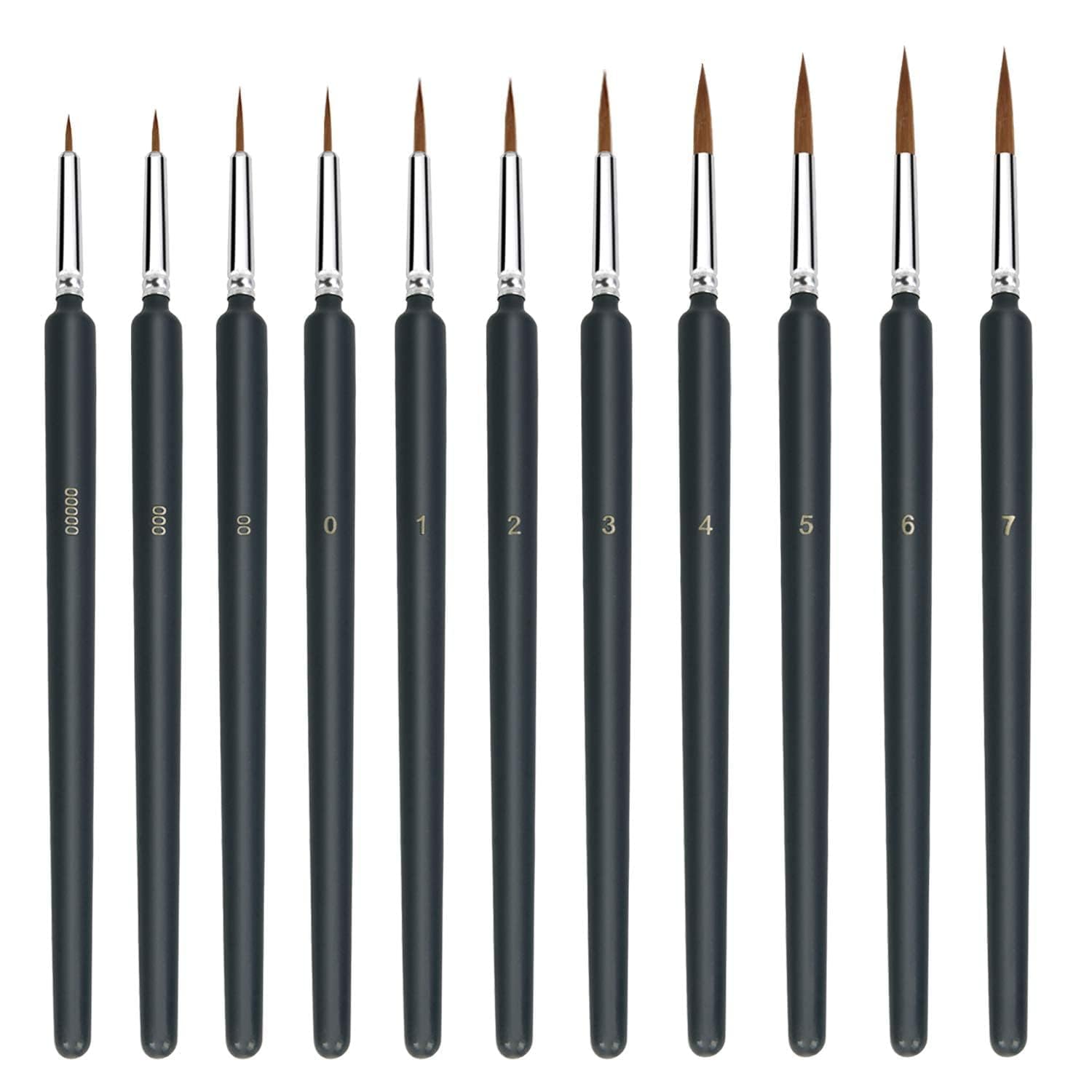 UCRAVO 11 Pcs Paint Brush Set, Professional Miniature Painting Brushes with Round Pointed Tip Nylon Hair for Acrylic, Watercolor, Oil, Model, Nail Art & Craft Painting Kit Fine Detail Brush Set