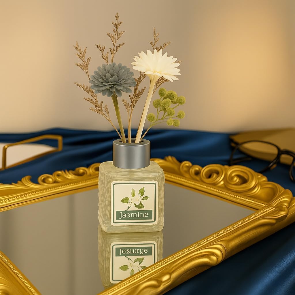 UCRAVO Jasmine & Lemon Reed Diffuser Combo | Refreshing Floral & Citrus Home Fragrance Set with Decorative Flower Reeds | Long Lasting Room Freshener for Bedroom, Living Area, Bathroom, Office & Spa