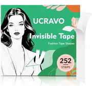 UCRAVO 252 Strips Double Sided Tape for Fashion, Clothing and Body Tape All Day Strength Invisible Dress Tapes for women | Gentle to stick on Skin,Clothes and Fabric Friendly Transparent(252 Strips)