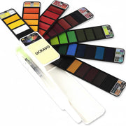 UCRAVO 42 Colors Solid Watercolor Paint Set with Water Brush Pen Portable Travel Watercolour Palette for Artists, Students, Beginners & Professionals | High Pigment, Non-Toxic, Smooth Blending Paints