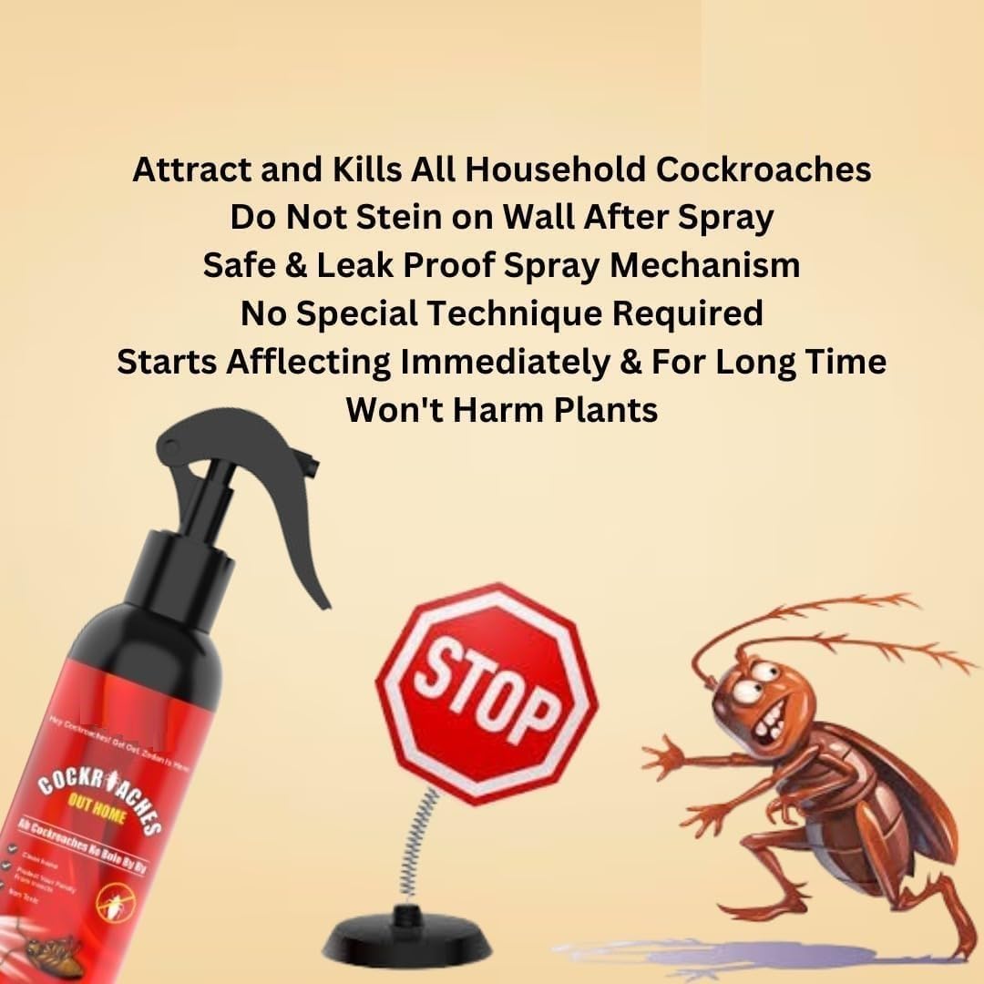 UCRAVO Herbal Cockroach Repellent Spray 200ml – Permanent Cockroach Killer, Natural & Chemical-Free | Safe for Home, Kitchen, Bedroom & Bathroom | Baby & Pet Safe Roach Spray | Eco-Friendly Pest Control