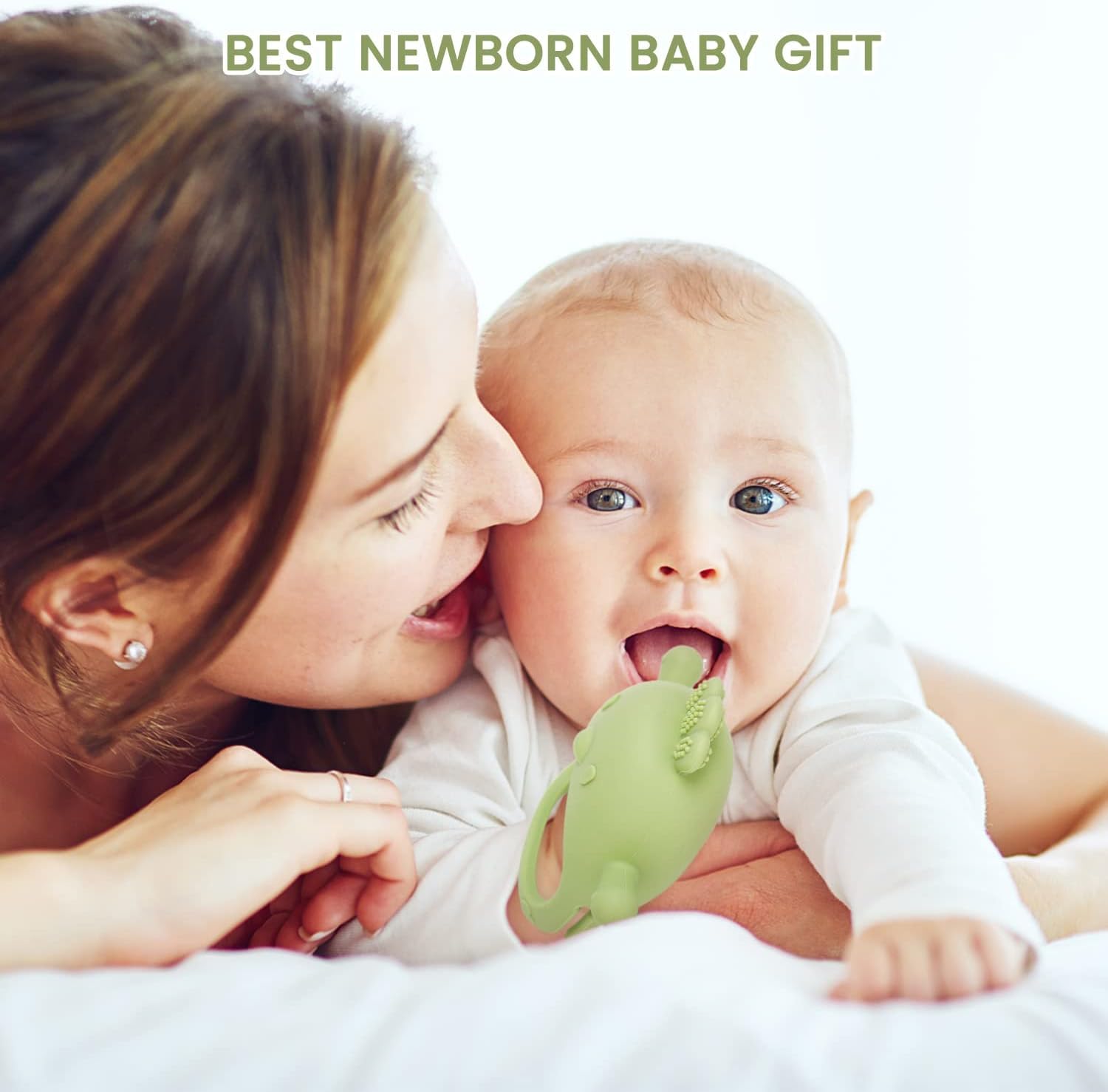 UCRAVO 1 Pack Baby Teething Toys, Teething Mitten for Babies, Silicone Teether for Toddler Infant Baby, Chew Toys for Sucking Needs, Easy to Grip, Never Drop Hand Wrist Teether(Sky Blue)