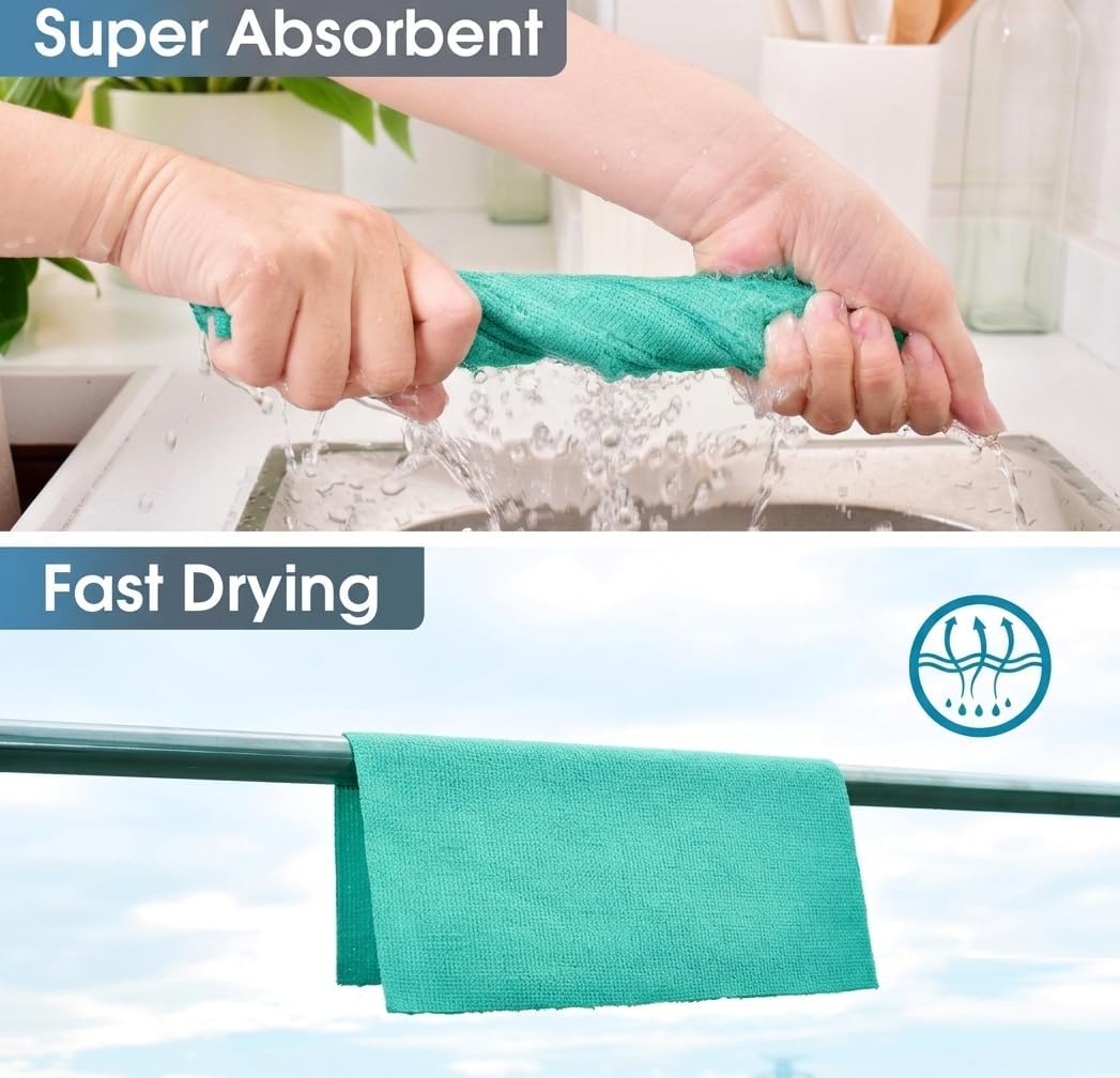 NESTVORA Premium Microfiber Cleaning Cloth – Super Soft Lint-Free Multipurpose Cleaning Towels for Car Wash, Kitchen Cleaning, Dusting, Polishing, and Glass Surface Care