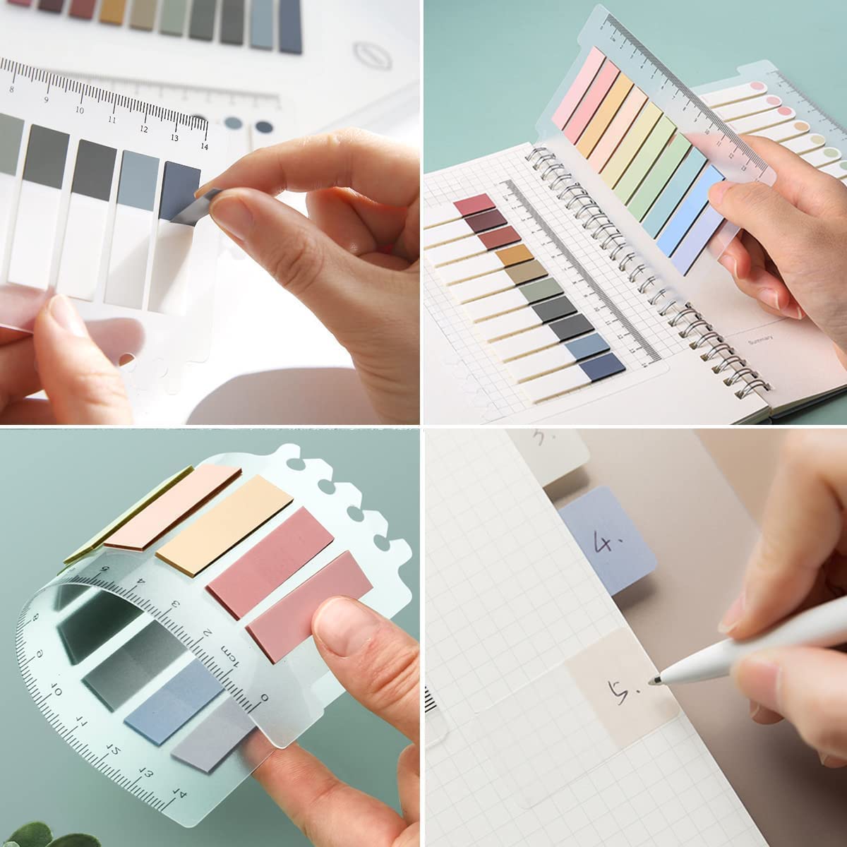 UCRAVO Sticky Tabs Transparent Sticky Notes Writable and Multifunctional Tabs with Ruler Reminder Tabs for Page Markers or Book Reading Notes Sorting Files,Self-Stick Notes (2)