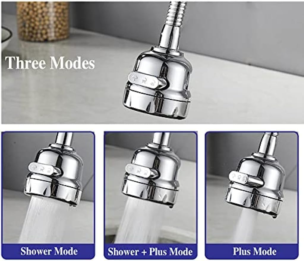 UCRAVO Movable Kitchen Faucet Head 360° Rotatable Faucet Sprayer Head Replacement Anti -Splash Tap Booster Shower and Water Saving Faucet for Kitchen