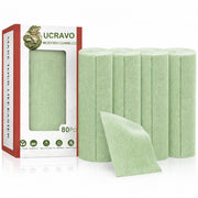 UCRAVO 4 Roll 80pcs Pastel Green Microfiber Cleaning Cloth - Pre-Cut Tear Away Microfiber Cleaning Cloth Roll | Highly Absorbent Reusable Multipurpose Cleaning Cloths and Wipes for Home Kitchen & Car