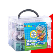 UCRAVO 1 PCS 18 Grid Detachable Desktop Storage Box Transparent Plastic Storage Box, 3 Layers Jewelry Organizer Holder Cabinets for Small Objects DIY Desktop Organizer Holder Box (WHITE)