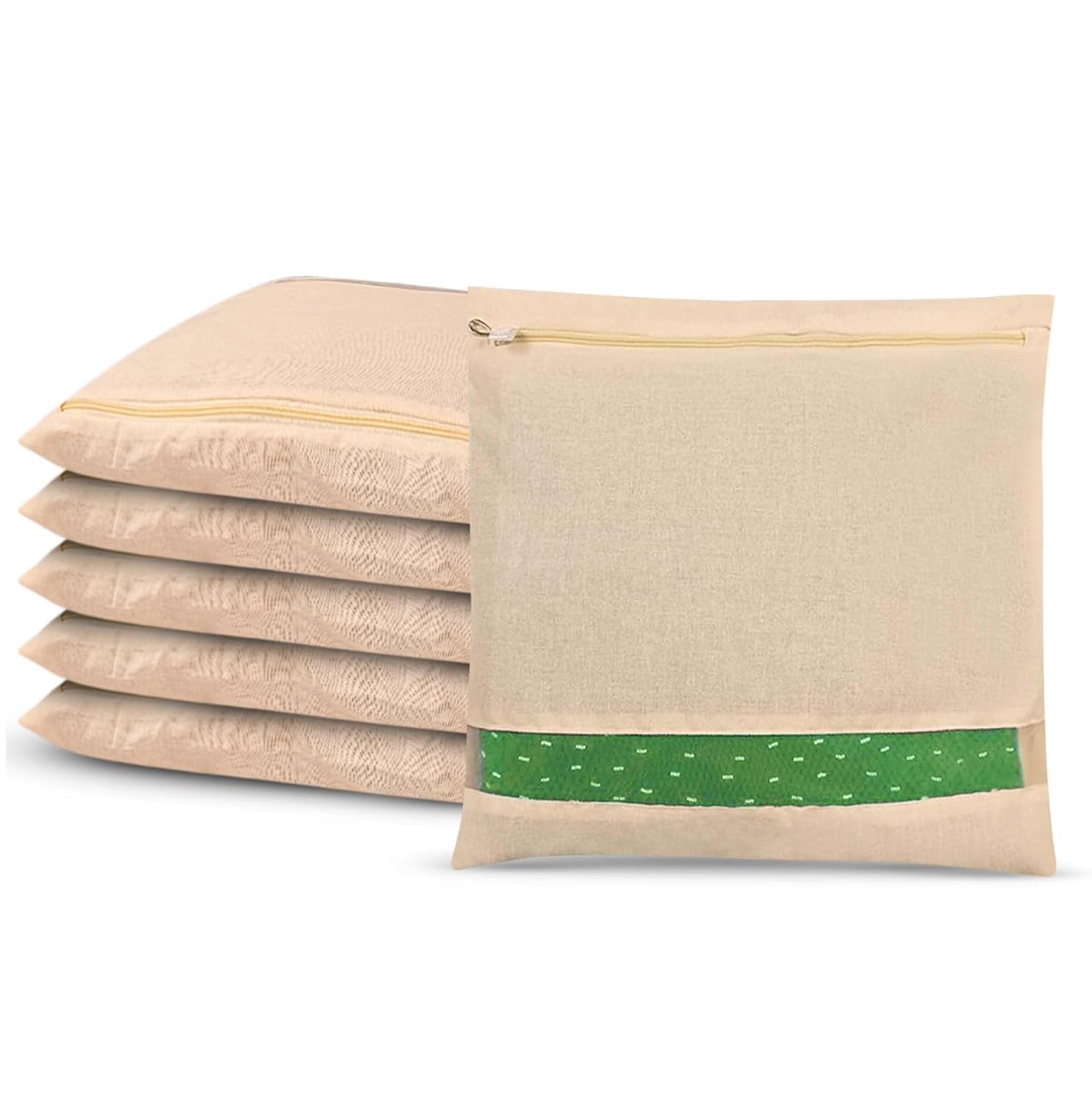 UCRAVO Pack of 6 Saree Bags Single Packing Saree Cover with Zipper Clothes Bags for Storage Mesh Window Cloth Storage Bags Set | Clothes Bags and Wardrobe Organizer with Transparent mesh window Set