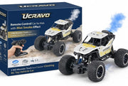 UCRAVO Remote Control Off Road Monster Truck for Kids with Mist Smoke Effect | 2WD Rock Crawler RC Car with 2.4GHz Remote Control | All Terrain Big Wheel RC Toy Vehicle for Boys Girls | RC Car Gift