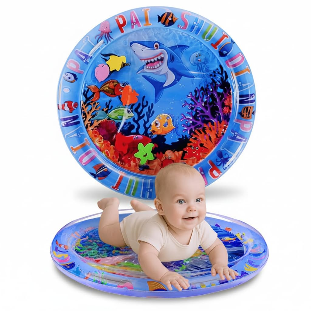 UCRAVO Baby Water Play Mat for Infants & Toddlers Inflatable Tummy Time Splash Pad Babies Sensory with Ocean Animals Leak Proof Baby Activity Toy for Crawling,Early Learning & Motor Skill Development