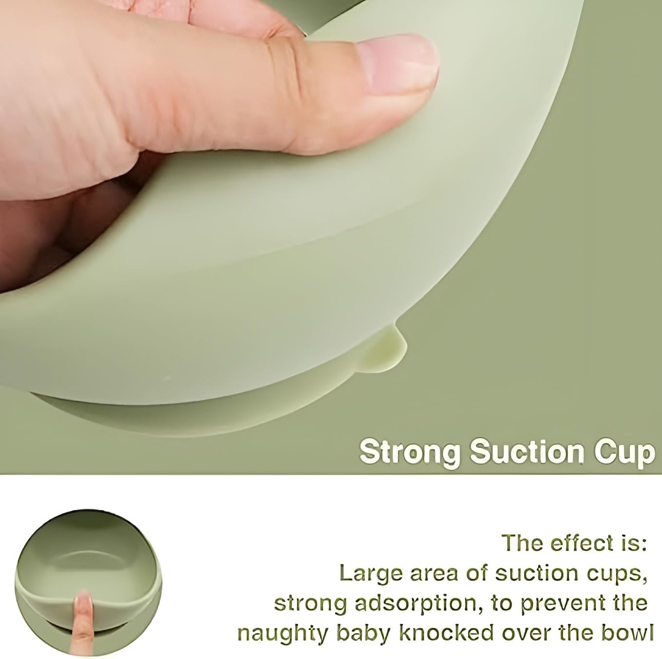 UCRAVO Baby Feeding Bowl & Spoon Set Green Silicone Suction Bowl for Baby Food Baby Bowl with Strong Suction Base | Self Feeding Toddler Bowl with Soft Silicone Spoon | Baby Led Weaning Essentials