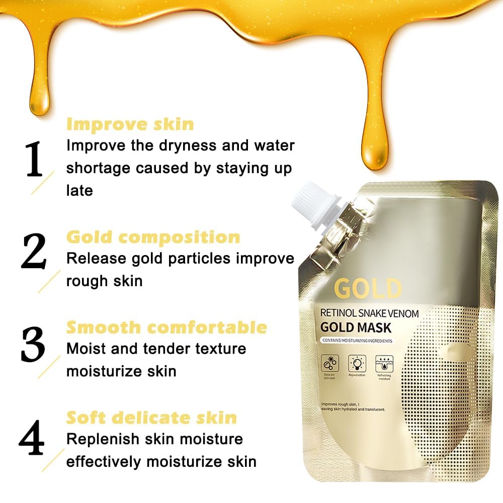 UCRAVO Retinol Gold Face Mask Sheet Deep Hydration Anti Aging Facial Mask for Women & Men Firming Wrinkle Repair,Brightening Skin Tone, Moisturizing Gold Treatment Mask for Glowing Radiant Skin Care