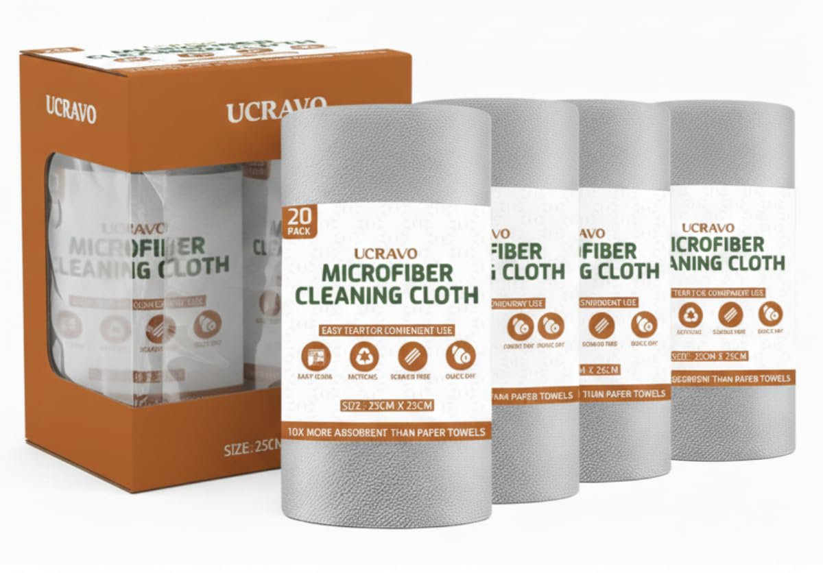 UCRAVO 80pcs Tearable Microfiber Cloth for Car and Bike | Suede Edging for Scratchless Drying & Detailing | Highly Absorbent Lint Free Car Wash Cloth | Professional Microfiber Towel for Auto & Home