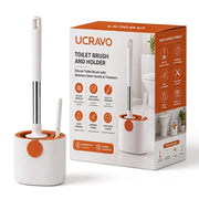 UCRAVO Toilet Cleaning Brush with Holder Stand Stainless Steel Handle & Tweezers, Wall Mounted Toilet Brush Cleaner with Caddy, Washroom Brush Cleaner, Durable Cleaner Brush for Bathroom Cleaning