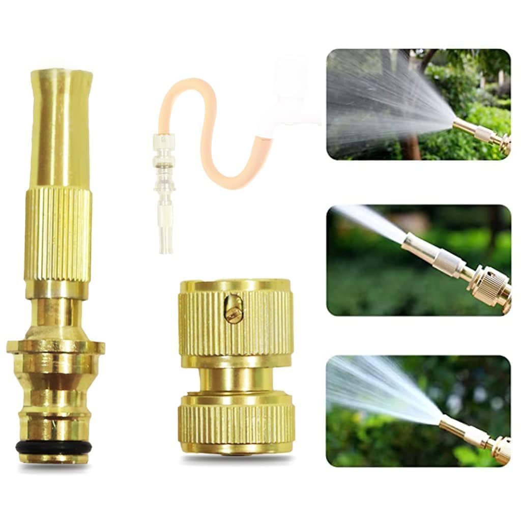 UCRAVO Water Spray Gun for Car Wash, Bike Washing, High Pressure Hose Nozzle, Adjustable Water Flow Jet Sprayer for Gardening, Home Cleaning, Multi-Purpose Brass Nozzle Spray Gun