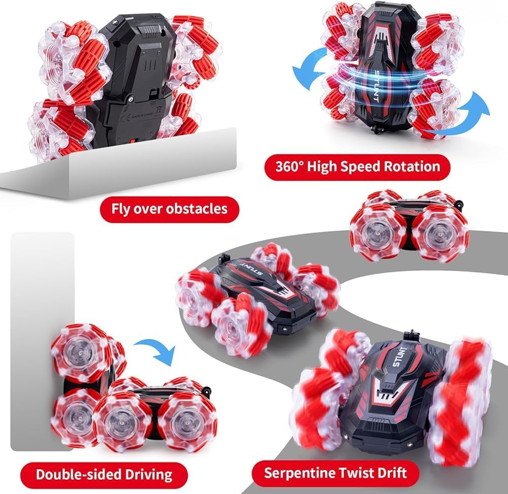 UCRAVO Gesture Sensing RC Stunt Car for Kids 6-12 Years, 360° Rotating Remote Control Car with Hand Gesture Watch, Double Sided Drifting Monster Truck, LED Lights Music, Rechargeable Toy Car Gift
