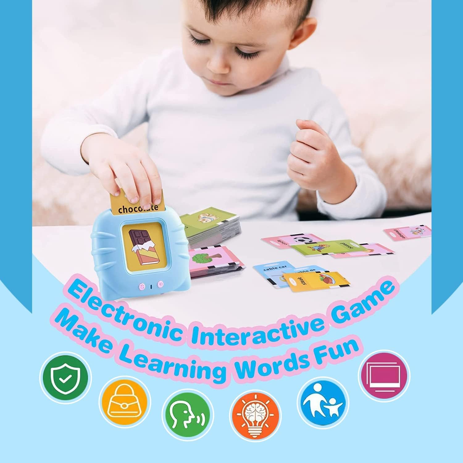 UCRAVO Talking Flash Cards for Kids 224 Sight Words Learning Toy for Toddlers 2-6 Years Montessori Preschool Educational Toy | Speech Therapy & Autism Learning Device | Birthday Gift for Boys & Girls