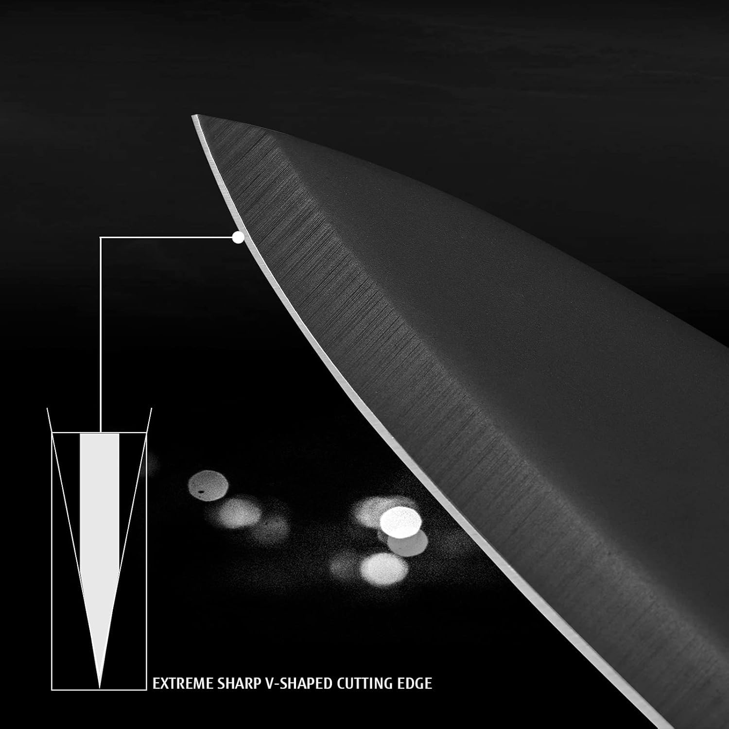 UCRAVO 6Pc Kitchen Knife Set with Covers,StainlessSteel Black Coated Knives, Professional Chef for Home Cooking, Vegetable, Fruit Prep, Ergonomic Handle,Rust Resistant Cutting Tools