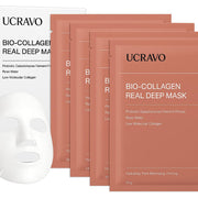 UCRAVO 6 Sheets Bio-Collagen Real Deep Mask, Hydrating Overnight Hydrogel Mask, Pore Minimizing, Elasticity, Plumping Improvement, Korean Skin Care, Valentines Day Gifts for Her