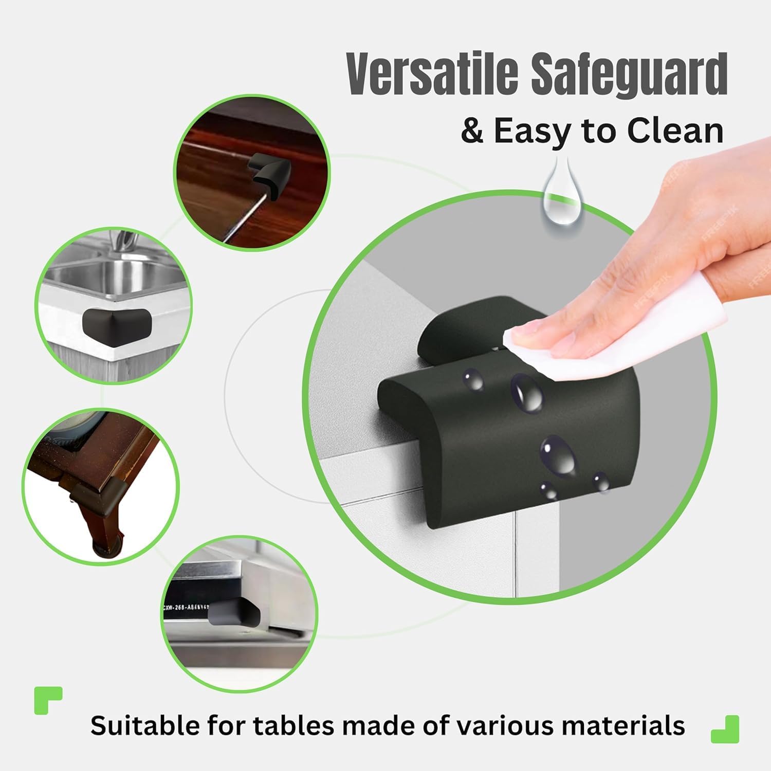 UCRAVO 8 pcs Brown Baby Safety Table Corner Protectors, Furniture Corner and Edge Safety Bumpers, Soft Rubber Foam Cushion Covers, 3M Taped Corner Guards, Baby Child Proofing Pads Rubber Corners