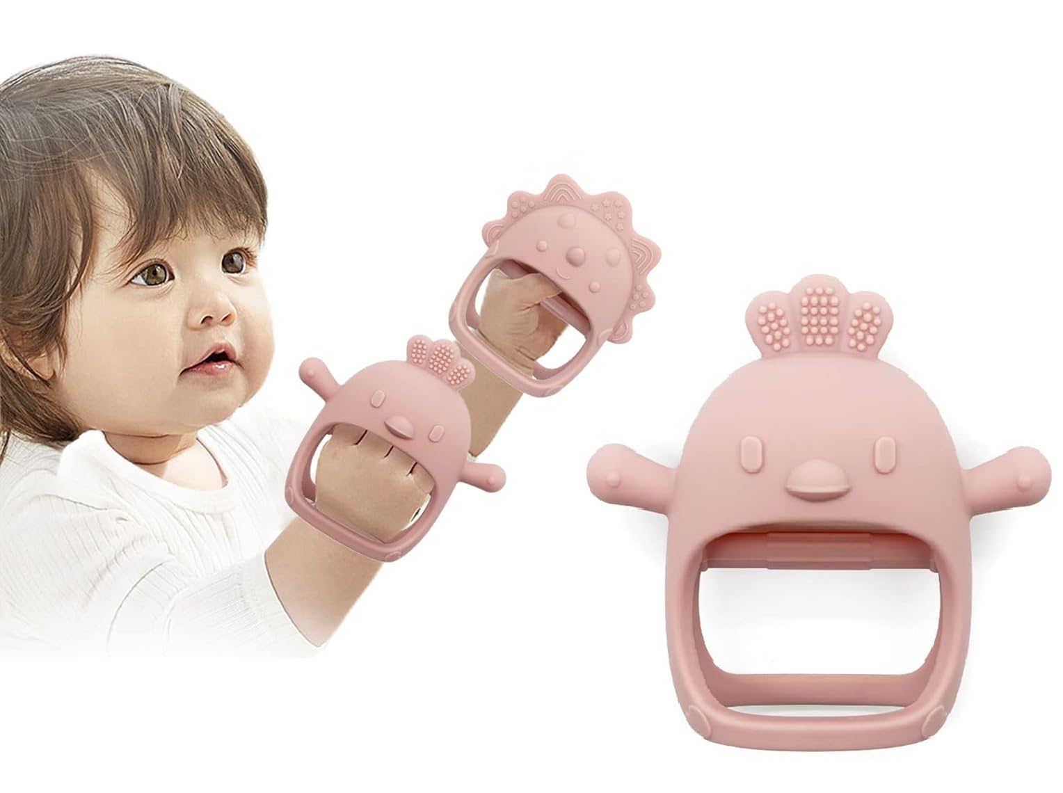 UCRAVO 1 Pack Baby Teething Toys, Teething Mitten for Babies, Silicone Teether for Toddler Infant Baby, Chew Toys for Sucking Needs, Easy to Grip, Never Drop Hand Wrist Teether(Sky Blue)