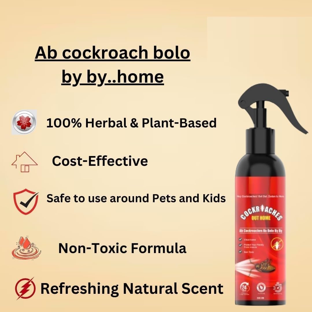 UCRAVO Herbal Cockroach Repellent Spray 200ml – Permanent Cockroach Killer, Natural & Chemical-Free | Safe for Home, Kitchen, Bedroom & Bathroom | Baby & Pet Safe Roach Spray | Eco-Friendly Pest Control