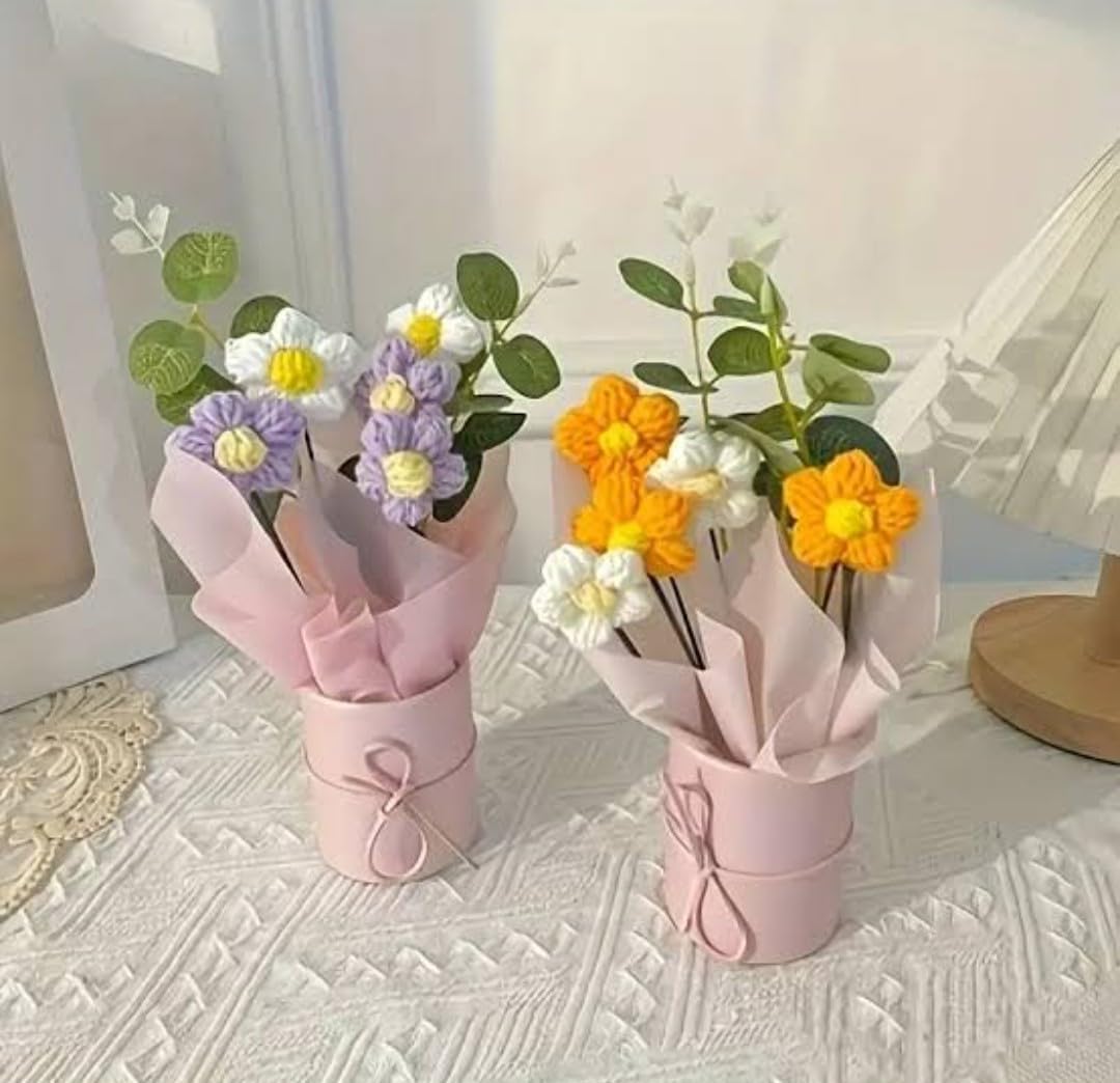 UCRAVO Premium Artificial Yellow Daisy Flower Bouquet for Home Decor, Realistic Silk Daisy Flowers Bunch for Living Room Table Decoration, Wedding Flower Decor, Party Decoration Floral Arrangement