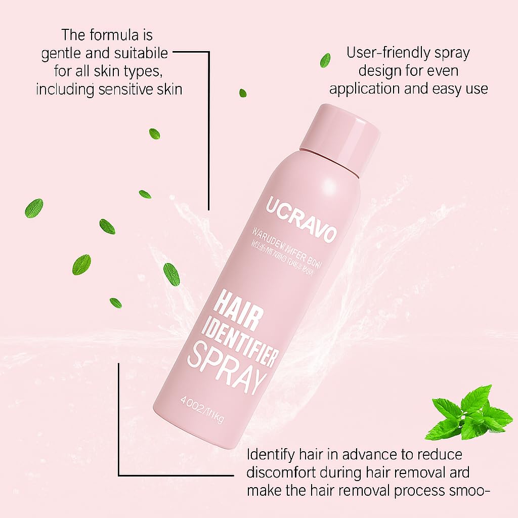 UCRAVO 1 Hair Identifier Spray for Face & Body Shaving Skin & Body Hair Identifying Spray With Razors Paraben Free No Irritation Face Hair Removal for Women Quick & Easy Hair Removal for Smooth, Flawless Skin