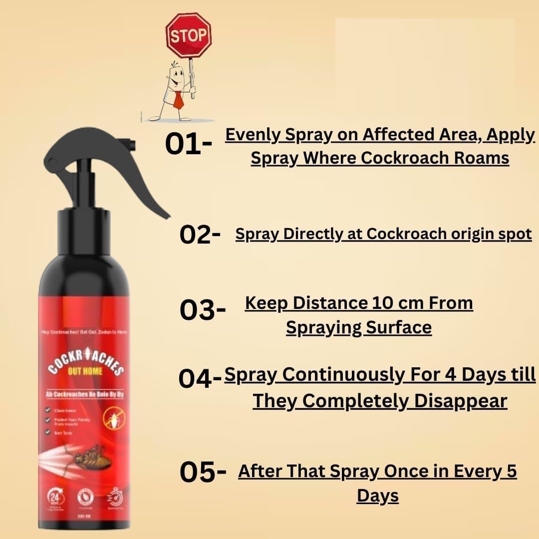 UCRAVO Herbal Cockroach Repellent Spray 200ml – Permanent Cockroach Killer, Natural & Chemical-Free | Safe for Home, Kitchen, Bedroom & Bathroom | Baby & Pet Safe Roach Spray | Eco-Friendly Pest Control