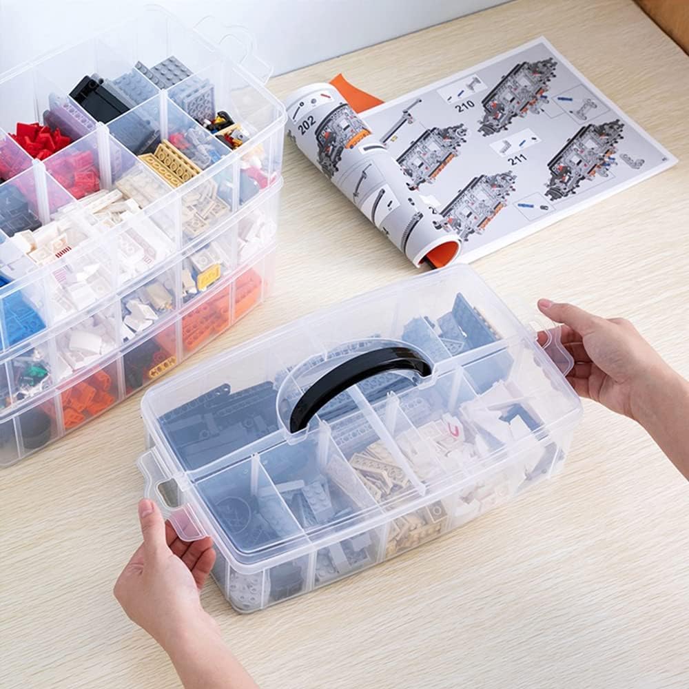 UCRAVO BLUE 1pc Clear Plastic Storage Box, Three-layer Jewelry Accessories Toy Finishing Box, Transparent Jewelry Chests, Foldable Jewelry Storage Organizer, Multi-purpose Storage Container