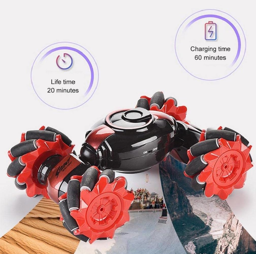 UCRAVO Car 4x4 High Speed Remote Control Car | Drift Stunt Car with Spray Smoke & LED Lights | Hand Gesture RC Car, Double Sided 4WD Monster Truck | 2.4GHz Off Road Toy for Kids Boys Girls