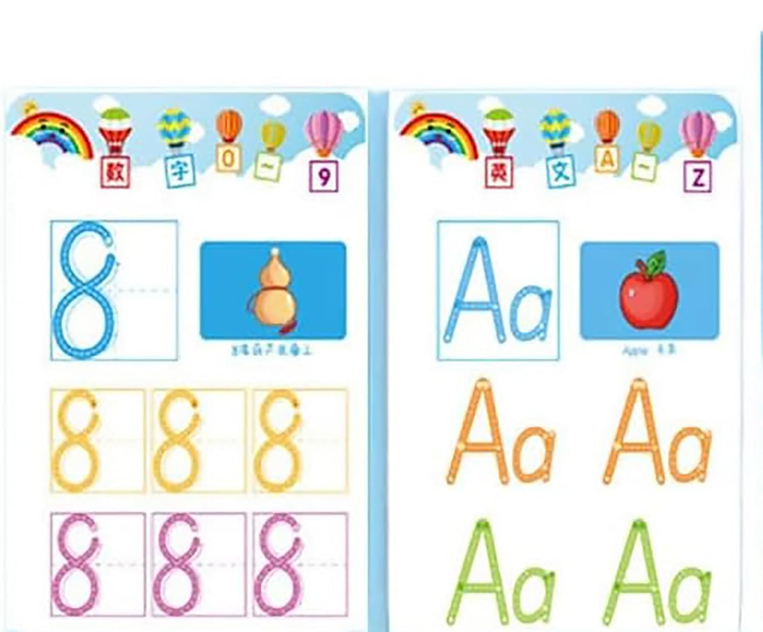 UCRAVO 64 Pcs Reusable Preschool Writing Practice Kit for Kids Montessori Learning Flash Cards,Alphabet Number Tracing,Wipe Clean Educational Toy,Early Math,Drawing Activity for Toddler,Homeschooling